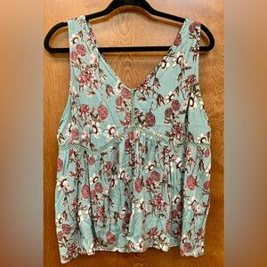 4 for $20 Alya floral tank blouse oversized sage and rust size small